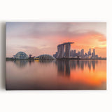 Black and white panoramic view of Singapore skyline on large stretched canvas, suitable for kitchen wall art.