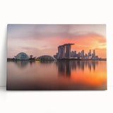 Black and white large art print of Singapore skyline on stretched canvas, ideal for kitchen wall art or bedroom ambiance.