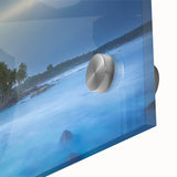 Large abstract wall art of a Sri Lankan landscape in muted earth tones on acrylic glass, ideal for dining room ambiance.