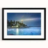 Abstract art print depicting a vibrant, colorful Sri Lankan scenery on a large framed canvas, suitable for living room decor.