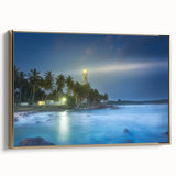 Framed canvas depicting a vintage-style Sri Lankan landscape in muted gold and black tones, ideal for bedroom wall art.