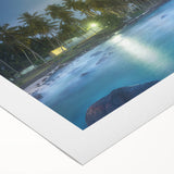 Art deco poster featuring a serene Sri Lankan landscape in muted greens and blues on rolled canvas.