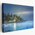 Large canvas art depicting a serene Sri Lankan landscape in soft green and blue tones, suitable for kitchen wall art.
