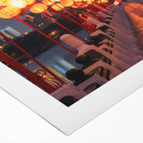 Art deco poster of a serene Taiwanese landscape in muted greens and blues on rolled canvas, suitable for dining room decor.