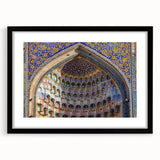 Extra large abstract art print of a colorful, textured Turkish landscape on a black framed canvas.