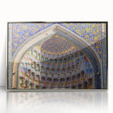 Mid-century modernist art depicting a serene Turkish landscape in muted earth tones on a framed acrylic.