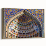 Framed canvas depicting a vintage-style landscape of a Turkish scenery in muted gold and black tones.