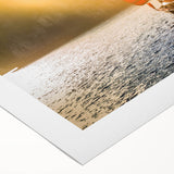 Art deco poster featuring a serene Vietnamese landscape in muted green and blue tones on rolled canvas.