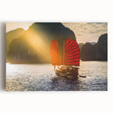 Black and white photograph of a bustling Vietnamese market on large stretched canvas, suitable for kitchen wall art.