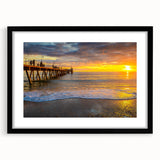 Extra large abstract art print depicting a vibrant, textured Australian Adelaide scenery on a framed black mat canvas.