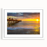 Extra large abstract art print depicting textured scenery of Adelaide in muted earth tones, framed in white.