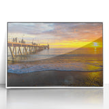 Acrylic print of Adelaide scenery in mid-century modernist style with vibrant colors, ideal for modern art wall decor.