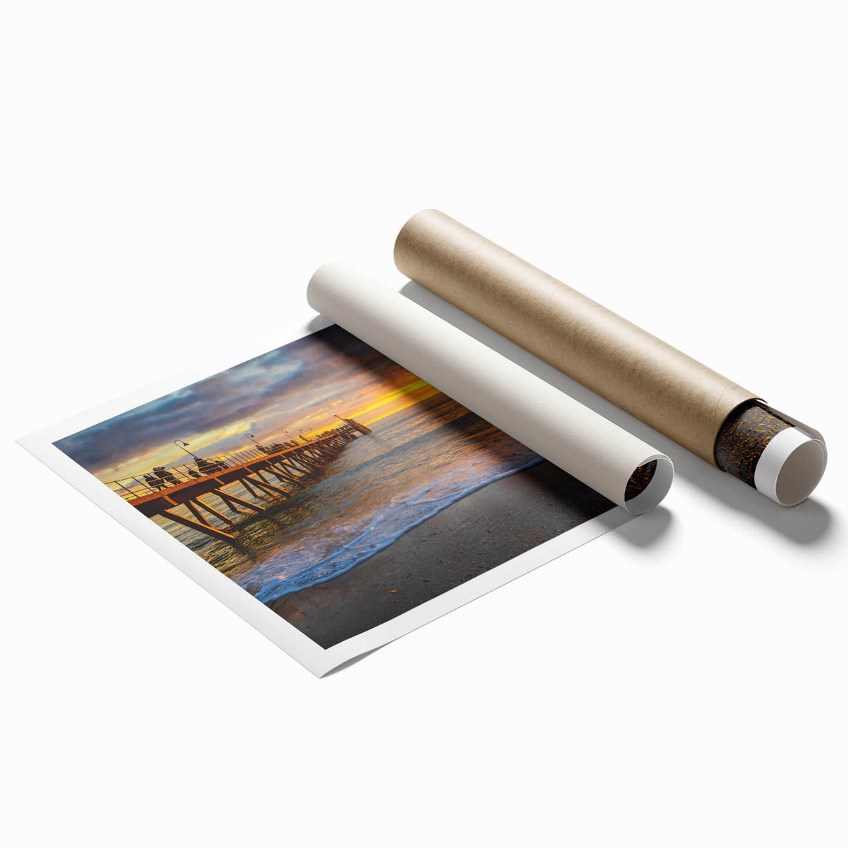 Extra large rolled print of Adelaide scenery with lush florals in soft pastel shades, ideal for classy bathroom wall art.
