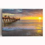 Black and white stretched canvas of Adelaide skyline, ideal for kitchen wall art.