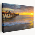 Large stretched canvas featuring a serene Adelaide scenery in muted green and blue tones, ideal for kitchen wall art.