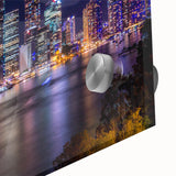 Large abstract depiction of Brisbane in muted earth tones on acrylic glass.
