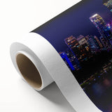 Art Deco poster of Brisbane skyline in pastel shades on rolled canvas, perfect for nursery wall art.