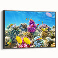 Black and white framed canvas of the Great Barrier Reef landscape, suitable for bedroom wall decor.