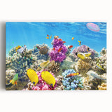 Black and white large art print of the Great Barrier Reef on stretched canvas, suitable for kitchen wall art.