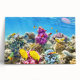 Black and white stretched canvas of the Great Barrier Reef, ideal for kitchen wall art or bedroom ambiance.