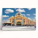 Black and white stretched canvas of Melbourne skyline, ideal for kitchen wall art or bedroom ambiance.