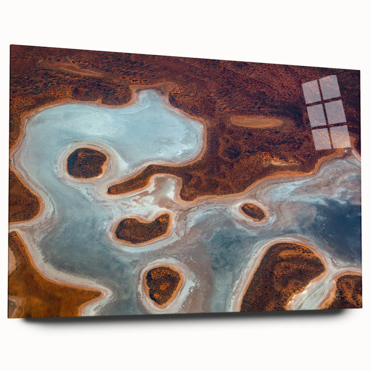 Large abstract wall art depicting the Queensland scenery in muted earth tones on acrylic glass.