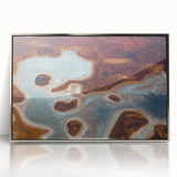 Art deco poster of Queensland scenery in muted silver tones on a framed acrylic, ideal for modern nursery wall art.