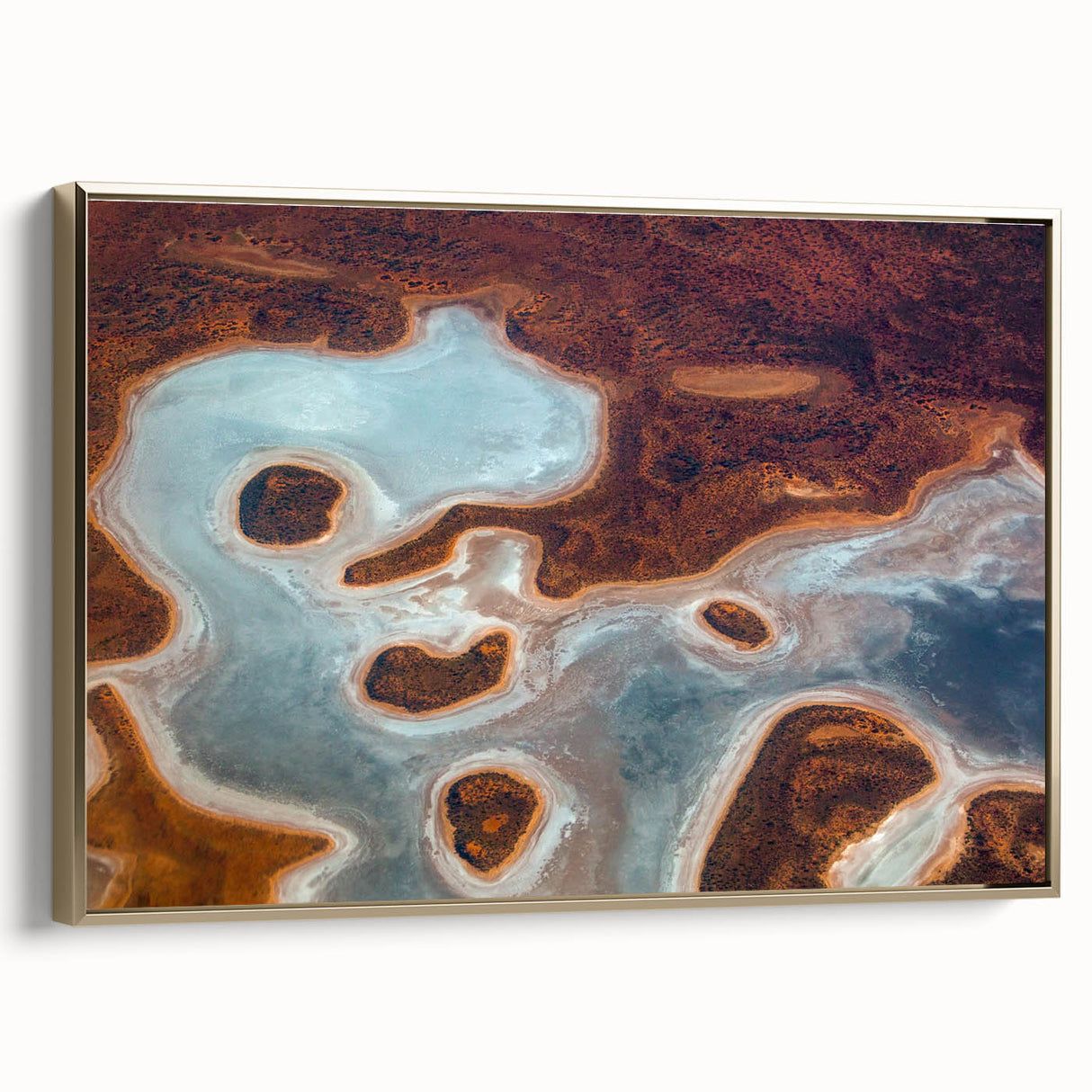 Framed canvas featuring a vintage-style landscape art painting of Queensland, Australia.