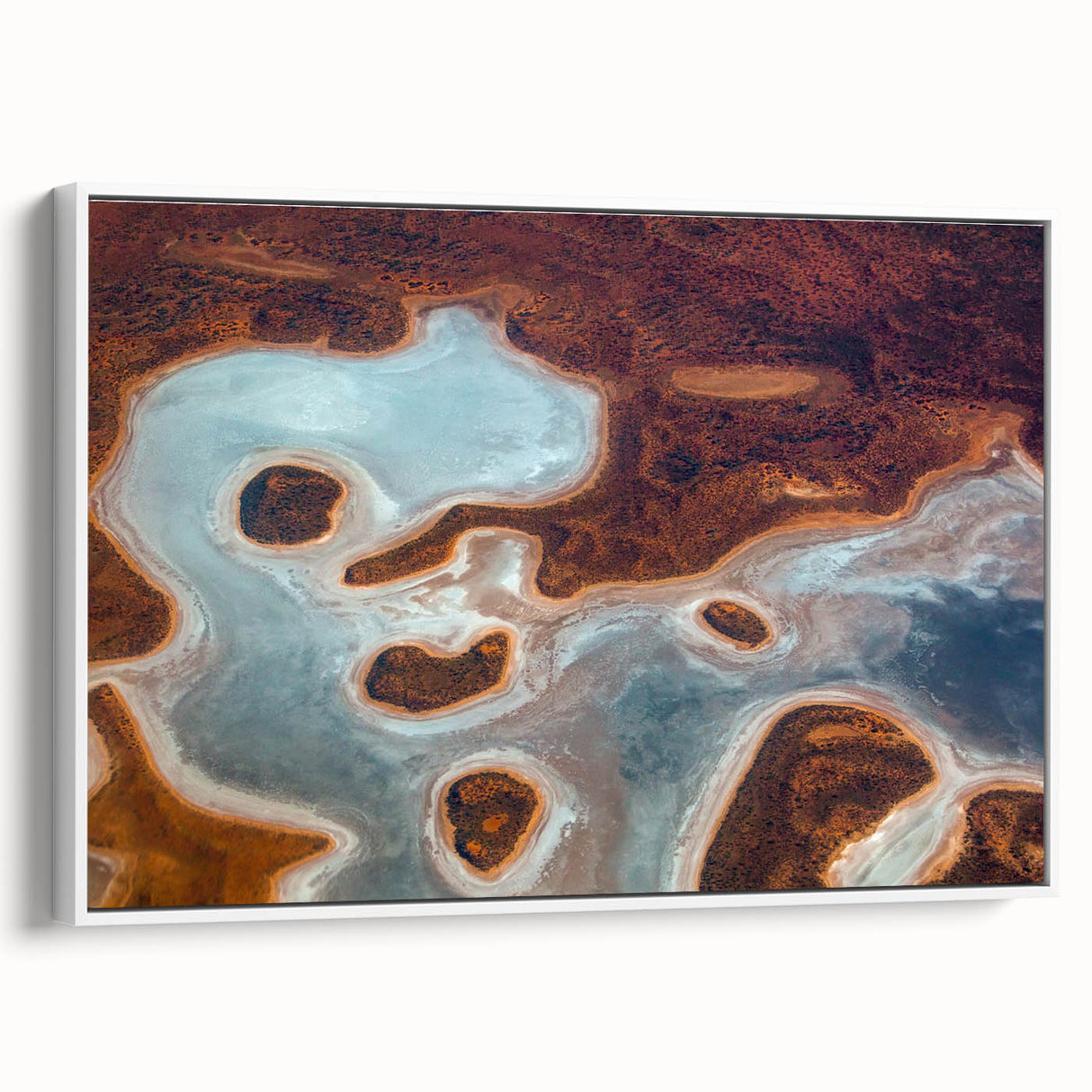 Framed canvas depicting a vintage-style Queensland landscape in muted earth tones, ideal for bedroom wall art.