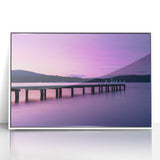 Framed acrylic print of a Tasmanian landscape, featuring muted green and blue tones, ideal for modern art wall decor.