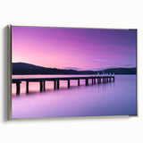 Framed canvas featuring a vintage-style Tasmanian landscape in muted earth tones, ideal for bedroom wall art.