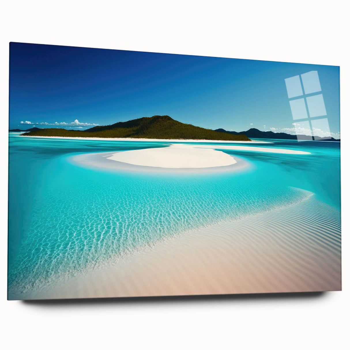 Large abstract wall art of an Australian landscape in muted earth tones on acrylic glass.