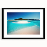 Extra large abstract art print of vibrant, colorful Australian scenery on a textured canvas, framed in black.