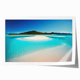 Extra large wall art featuring a serene Australian landscape in soft green and blue tones on rolled canvas.