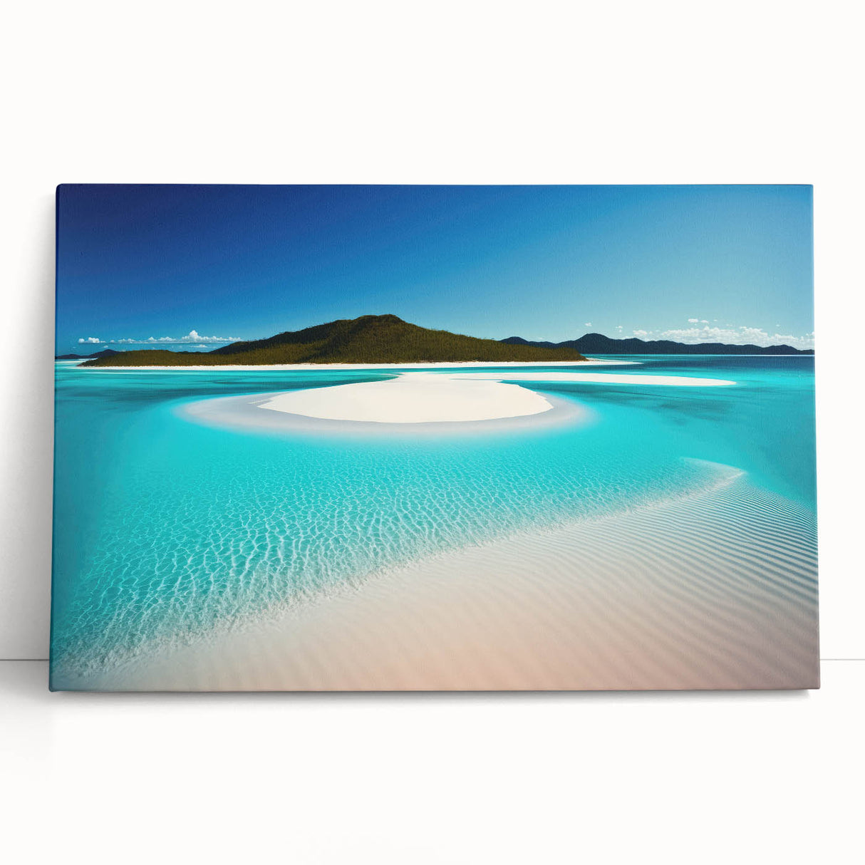 Black and white stretched canvas of a serene Australian landscape, ideal for kitchen wall art.