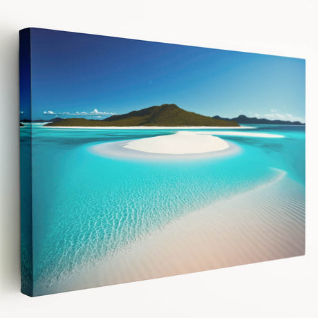 Side view of a large stretched canvas depicting a vibrant Australian landscape, ideal for kitchen wall art.