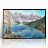 Large abstract wall art depicting Alberta scenery in muted earth tones on a framed acrylic.