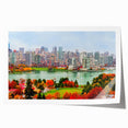 Extra large rolled print of British Columbia scenery with vibrant green and blue tones, ideal for dining room wall art.