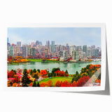 Extra large rolled print of British Columbia scenery with vibrant green and blue tones, ideal for dining room wall art.
