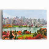 Black and white photograph of British Columbia landscape on large stretched canvas, ideal for kitchen wall art.