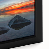 Extra large framed canvas featuring a textured depiction of a Manitoba, Canada scenery in black with colorful accents.