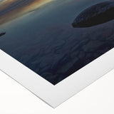 Art deco poster of Manitoba scenery in muted earth tones on rolled canvas, suitable for dining room wall art.