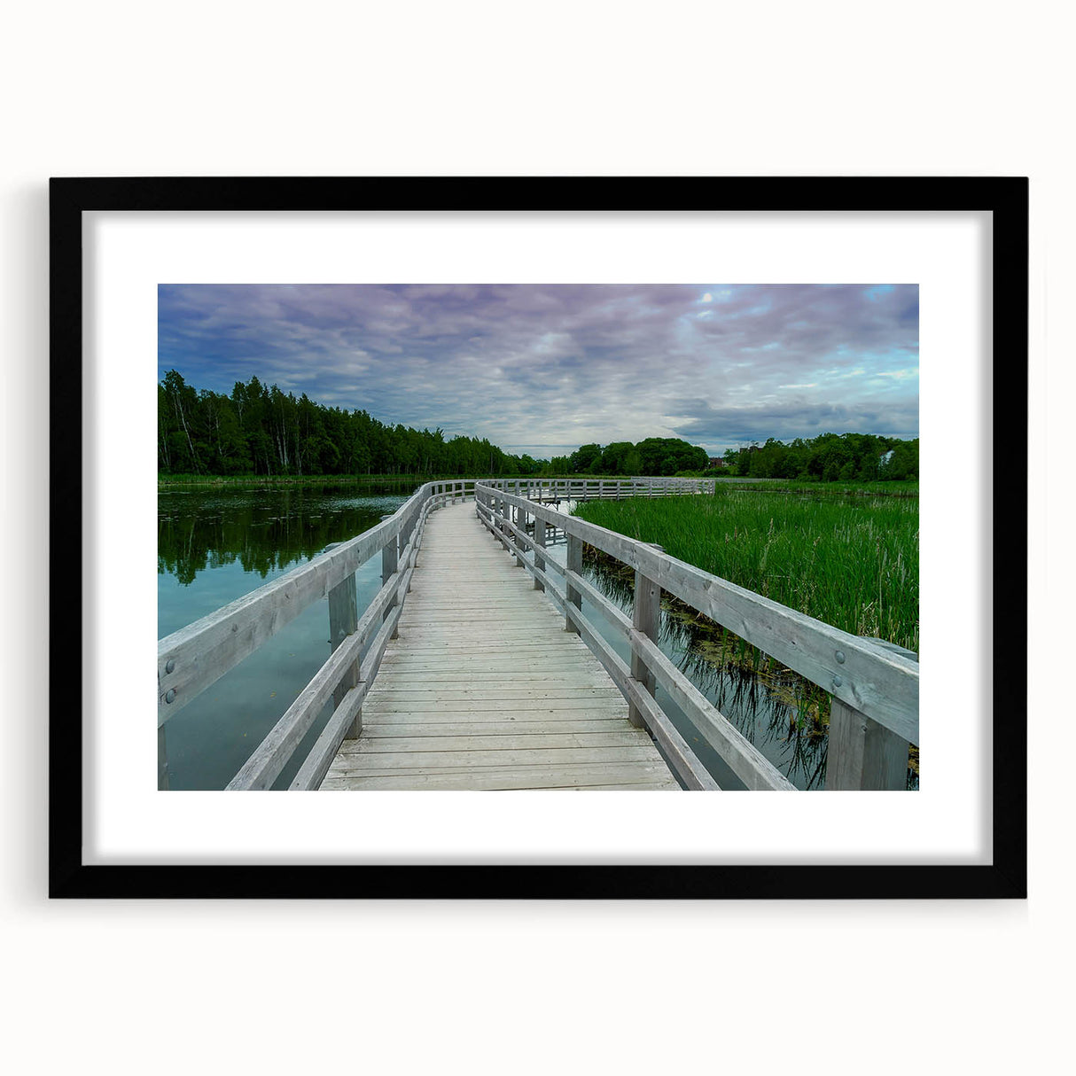 Abstract art print featuring vibrant, textured colors of New Brunswick scenery on a large framed canvas.