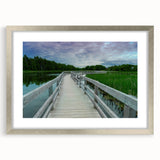 Textured abstract art print depicting a serene New Brunswick landscape in muted earth tones, framed in silver.