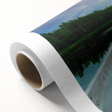 Art deco poster of New Brunswick scenery in pastel shades on rolled canvas, ideal for nursery wall art.