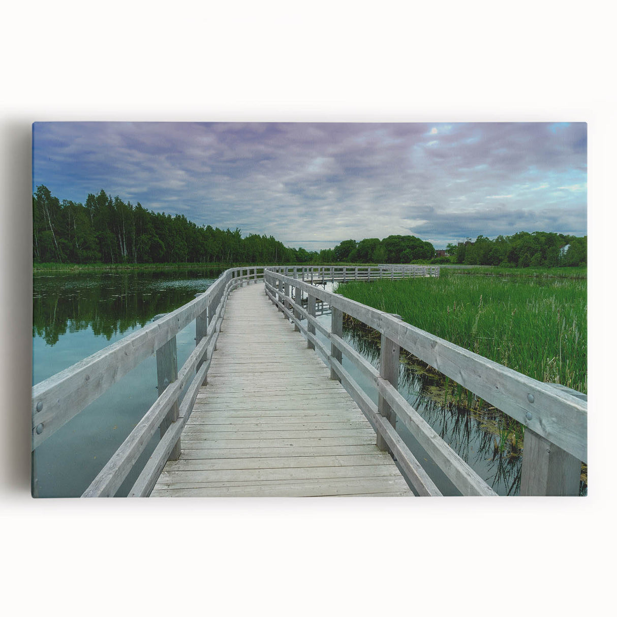 Black and white photo of New Brunswick scenery on stretched canvas, ideal for kitchen wall art.