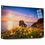 Side view of a large acrylic print featuring an abstract depiction of Newfoundland scenery.