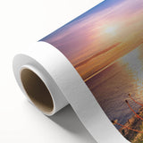 Art deco poster of Newfoundland scenery in muted earth tones on rolled canvas, ideal for nursery wall art.