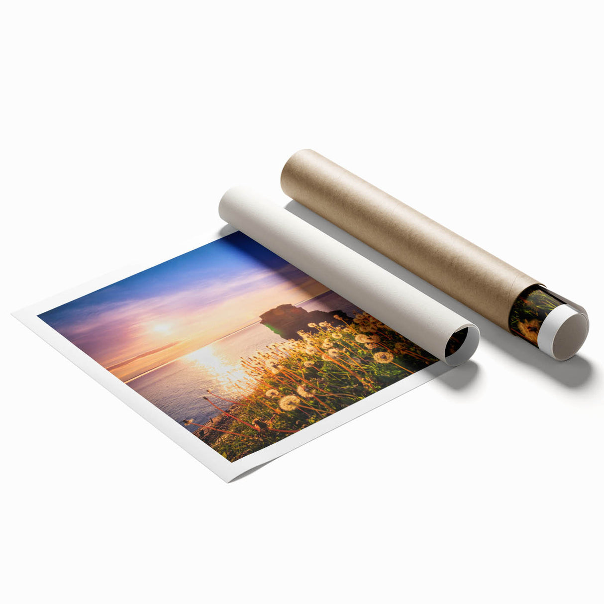 Extra large rolled print of Newfoundland scenery with muted earth tones, ideal for classy bathroom wall art.