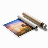 Extra large rolled print of Newfoundland scenery with muted earth tones, ideal for classy bathroom wall art.